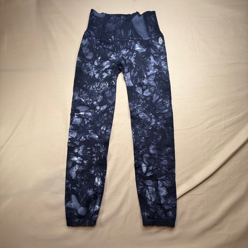 FP Movement Good Karma Tie Dye Leggings Black White High Waist M/L